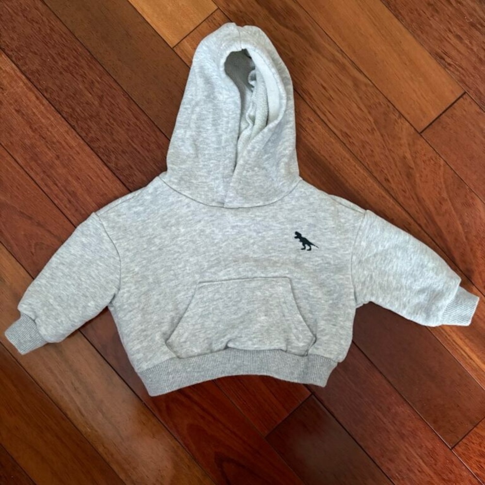 🦖 Kids Gray Dinosaur Hoodie